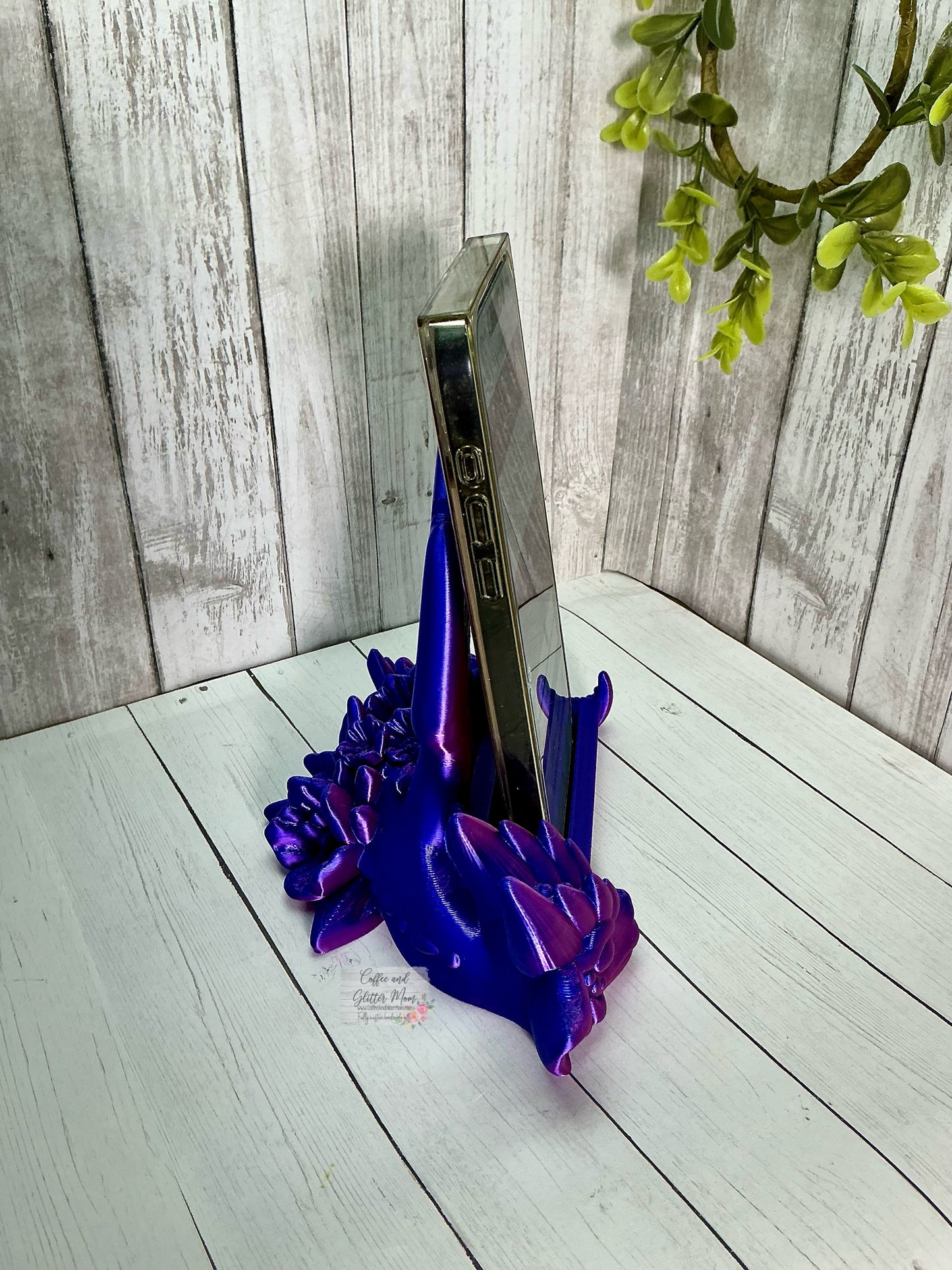 Purple and Blue Silk Dragon Phone/Business Card Holder