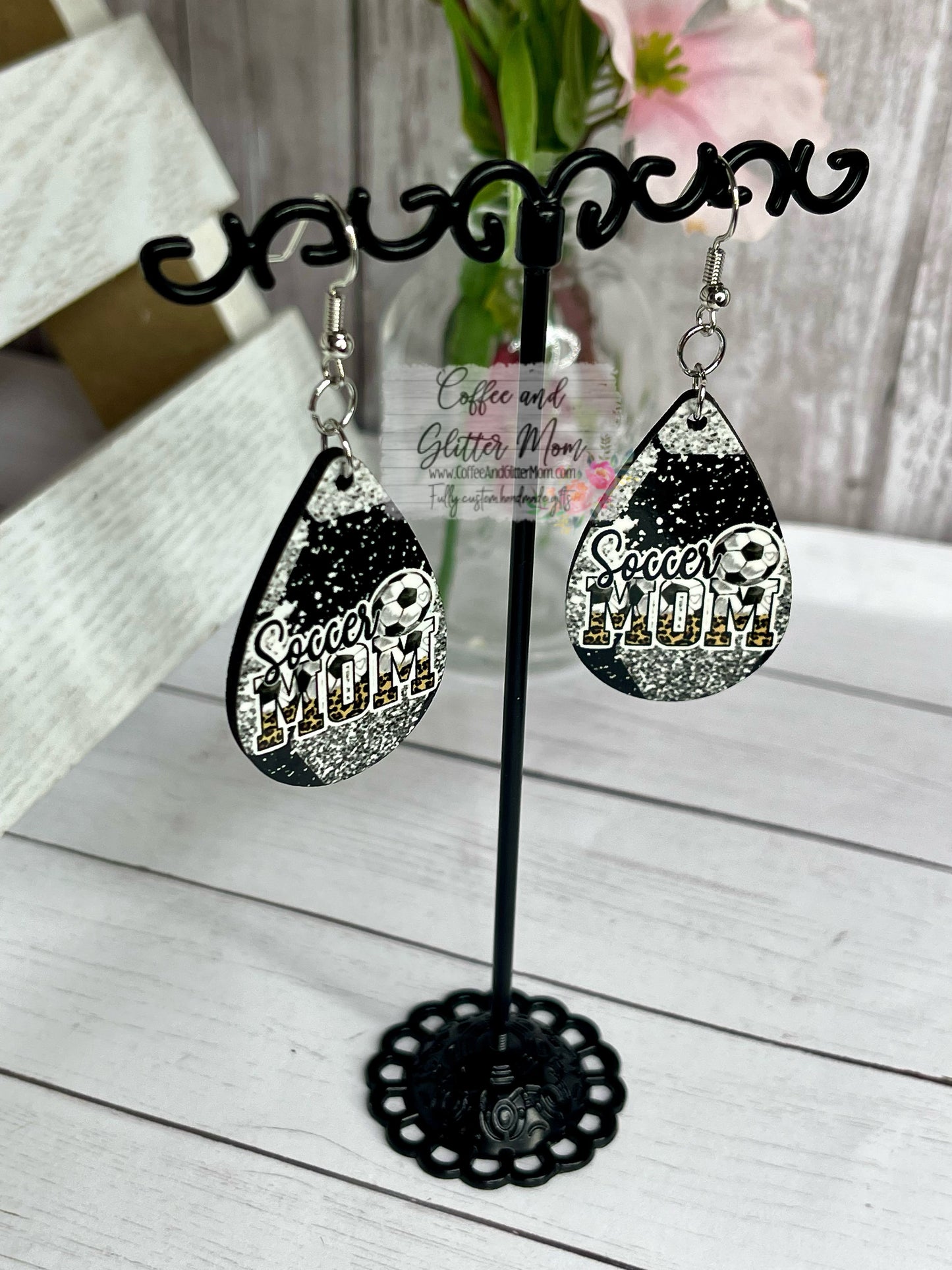 Soccer Ball Soccer Mom Teardrop Earrings