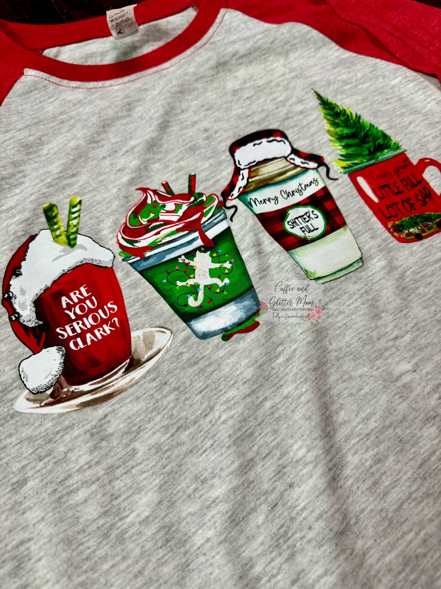Griswold Coffee Christmas Three-Quarter Sleeve Raglan