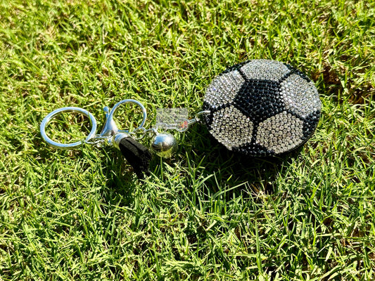 Rhinestone Soccer Ball Keychain