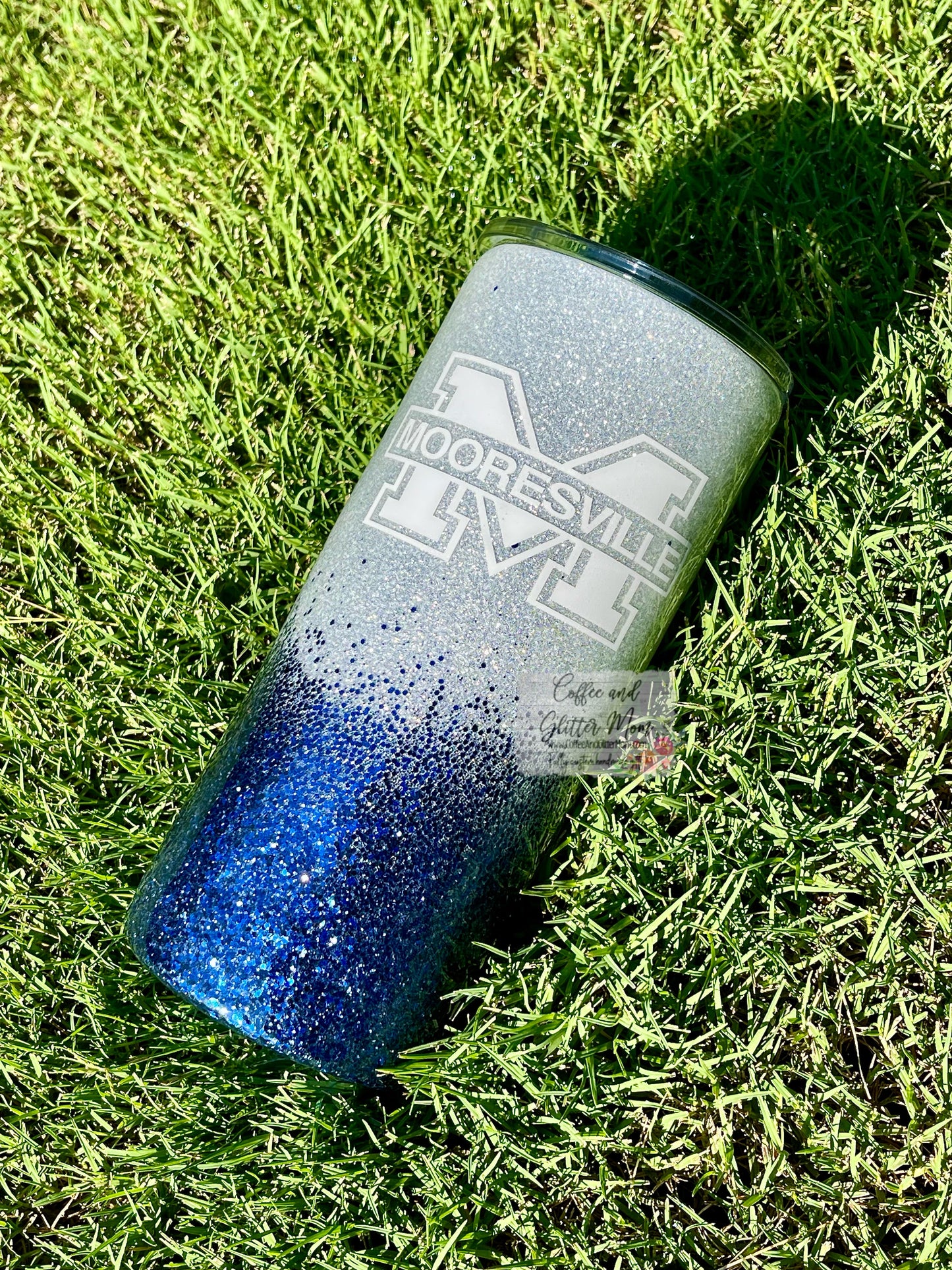 Mooresville 15oz Silver Glitter Skinny Tumbler