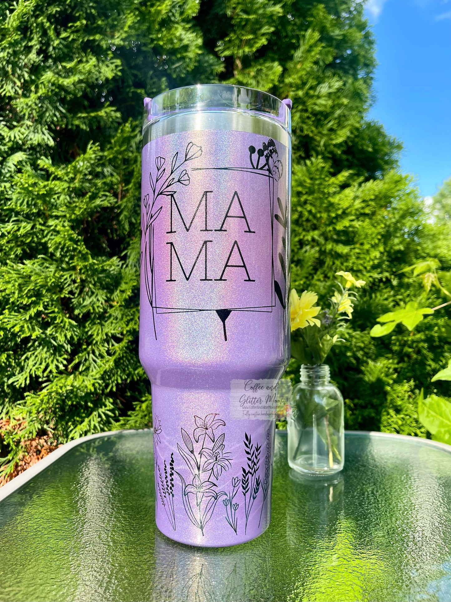 Mama Purple 40oz Stan Dupe Holographic Travel Tumbler