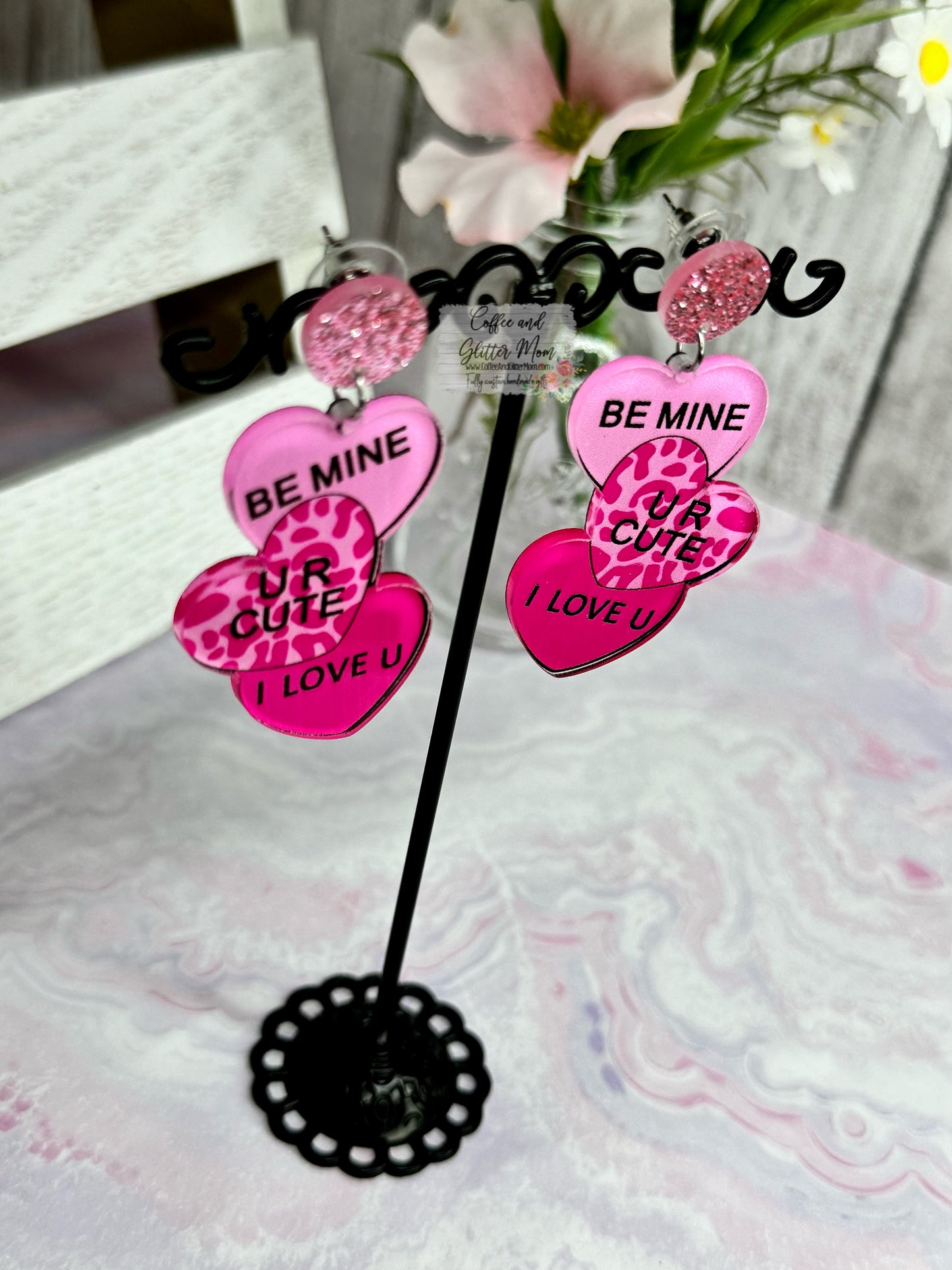 Be Mine Candy Hearts Acrylic Earrings