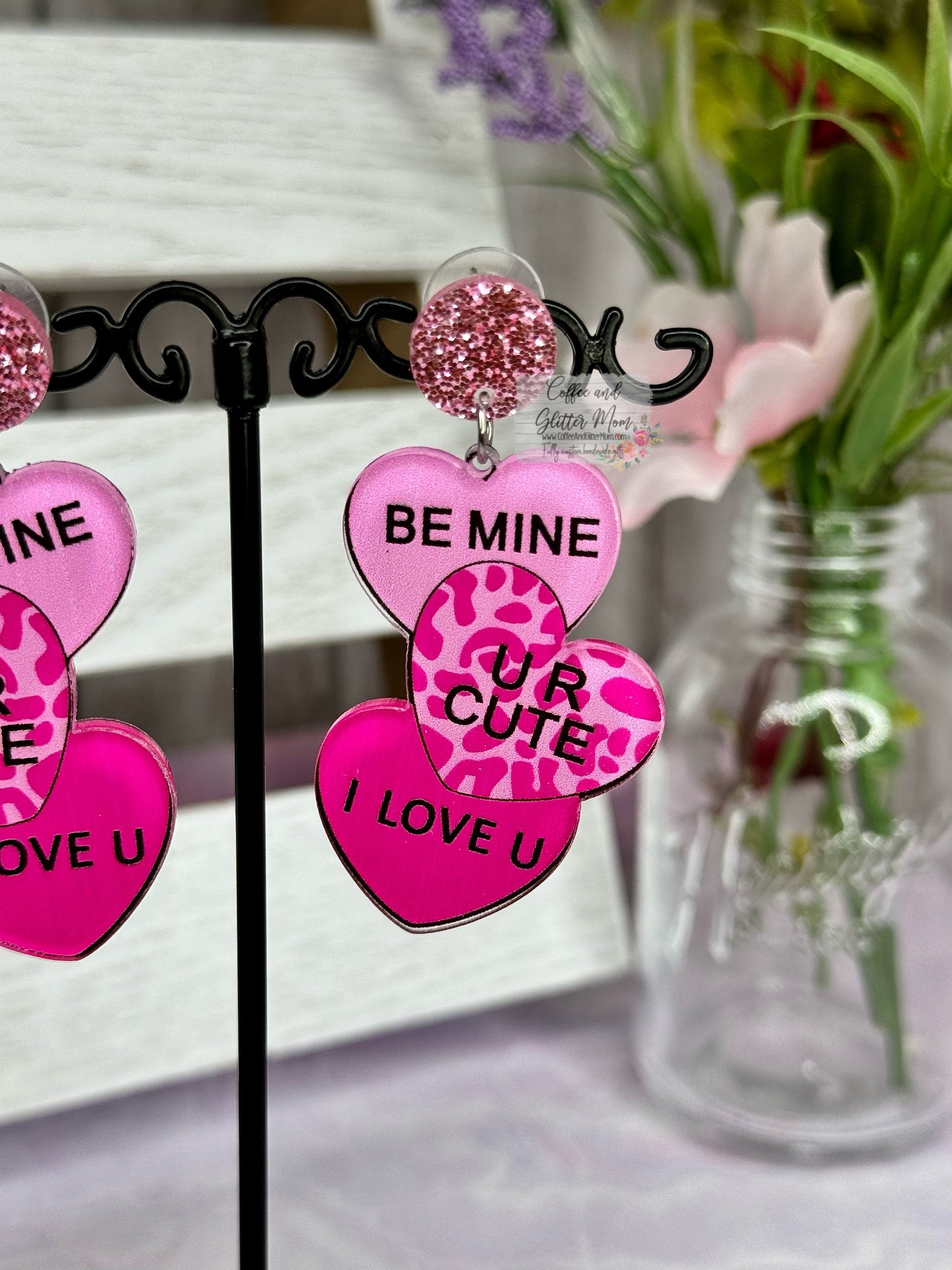 Be Mine Candy Hearts Acrylic Earrings