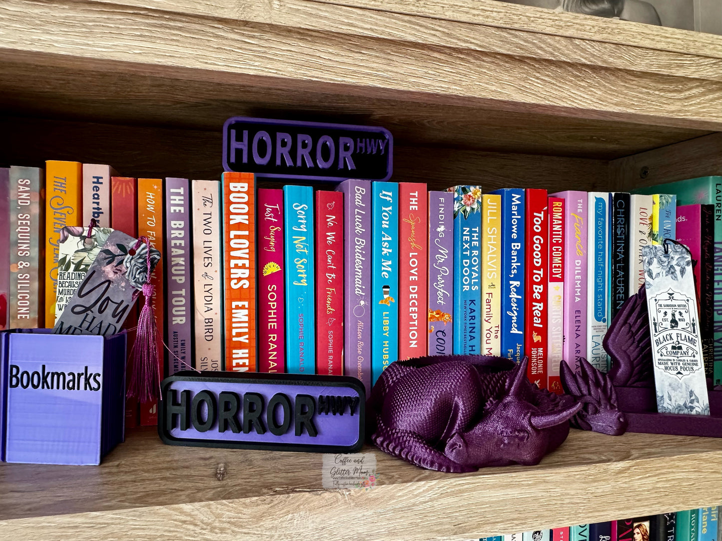 Purple Silk with Black Lettering Bookmark Holder
