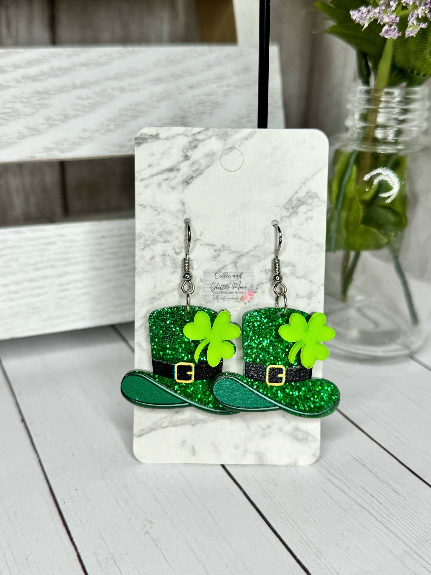 Lucky Lil Leprechaun Hat Acrylic Earrings