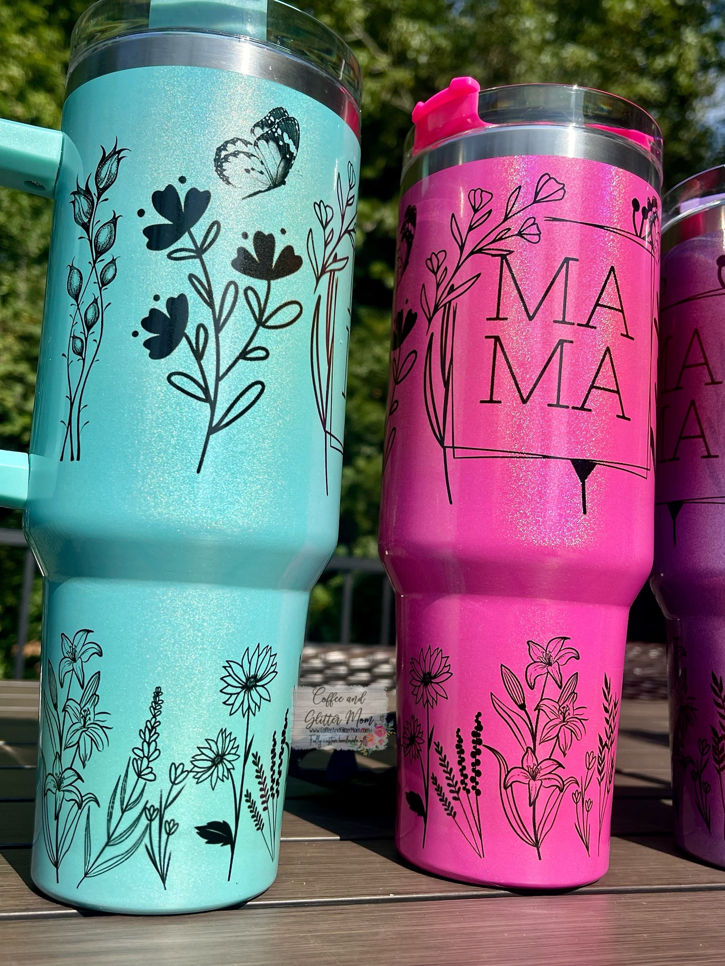 Mama Purple 40oz Stan Dupe Holographic Travel Tumbler