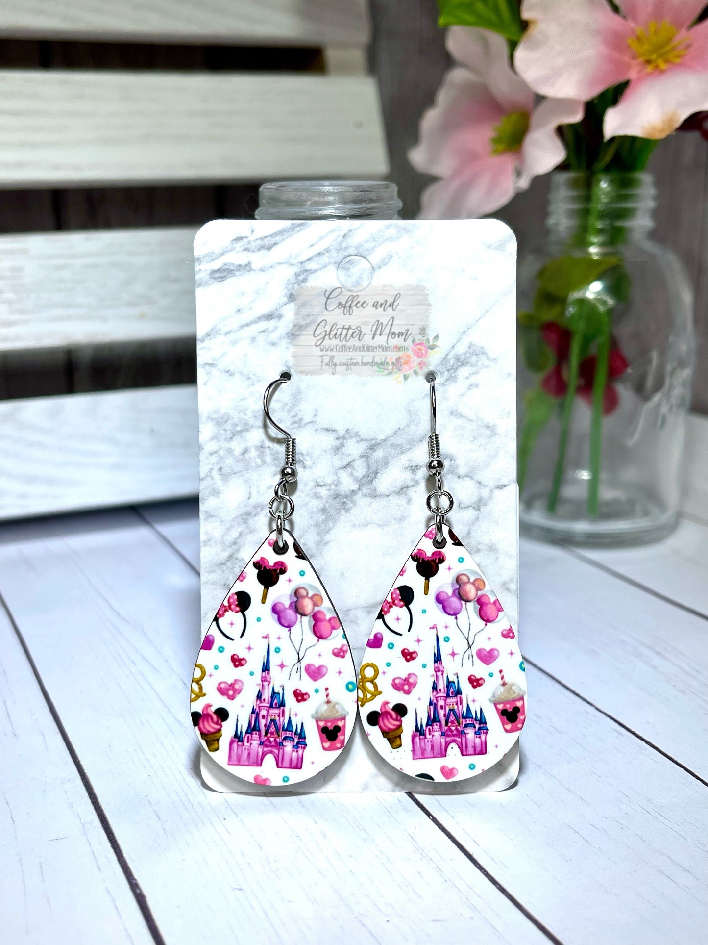Magical Castle White Teardrop Earrings RTS