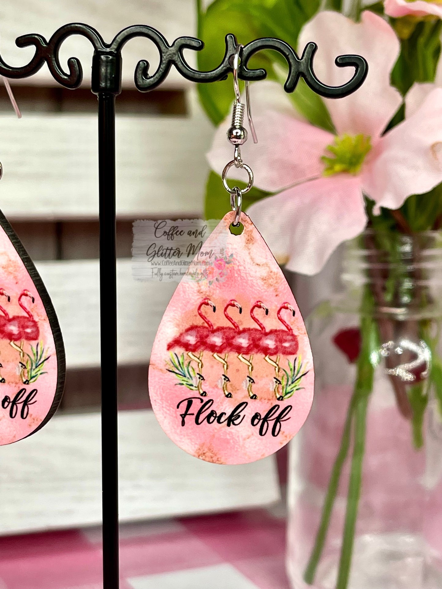 Flock Off Flamingo Teardrop Earrings RTS