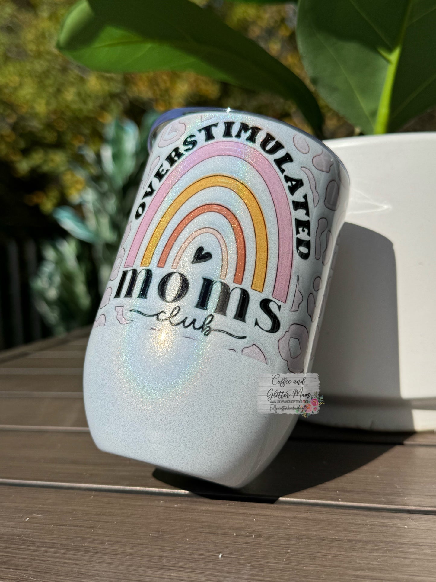 Overstimulated Moms Club Leopard Print 12oz Holographic Tumbler