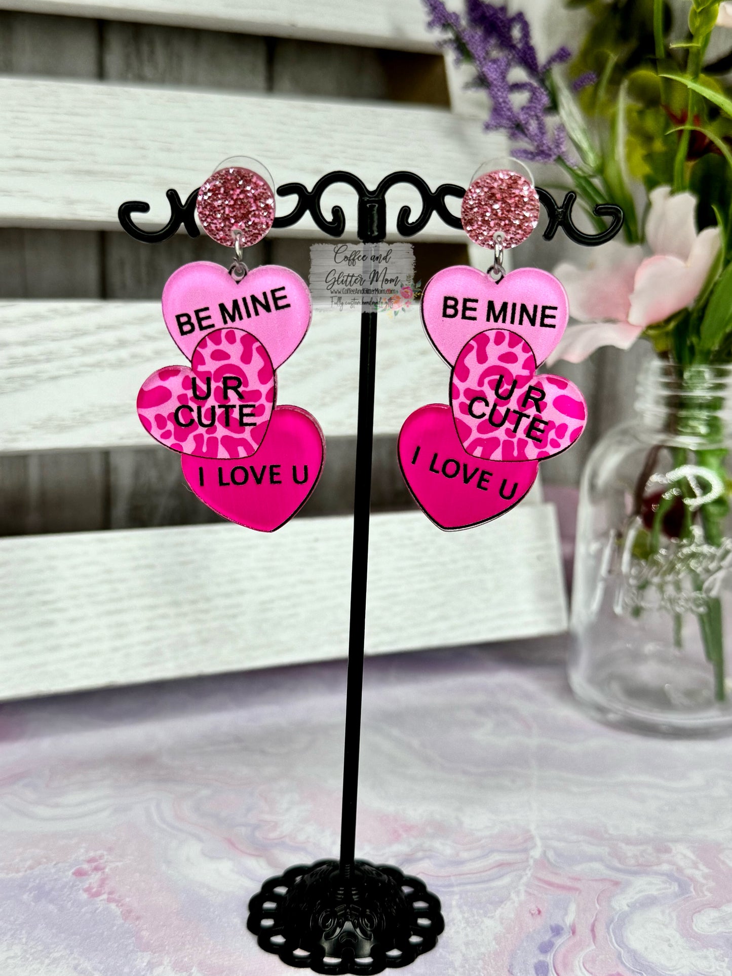 Be Mine Candy Hearts Acrylic Earrings