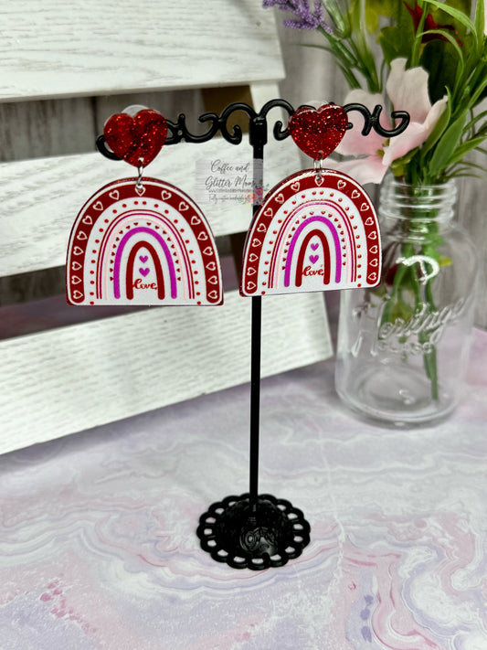 White Rainbow Acrylic Earrings