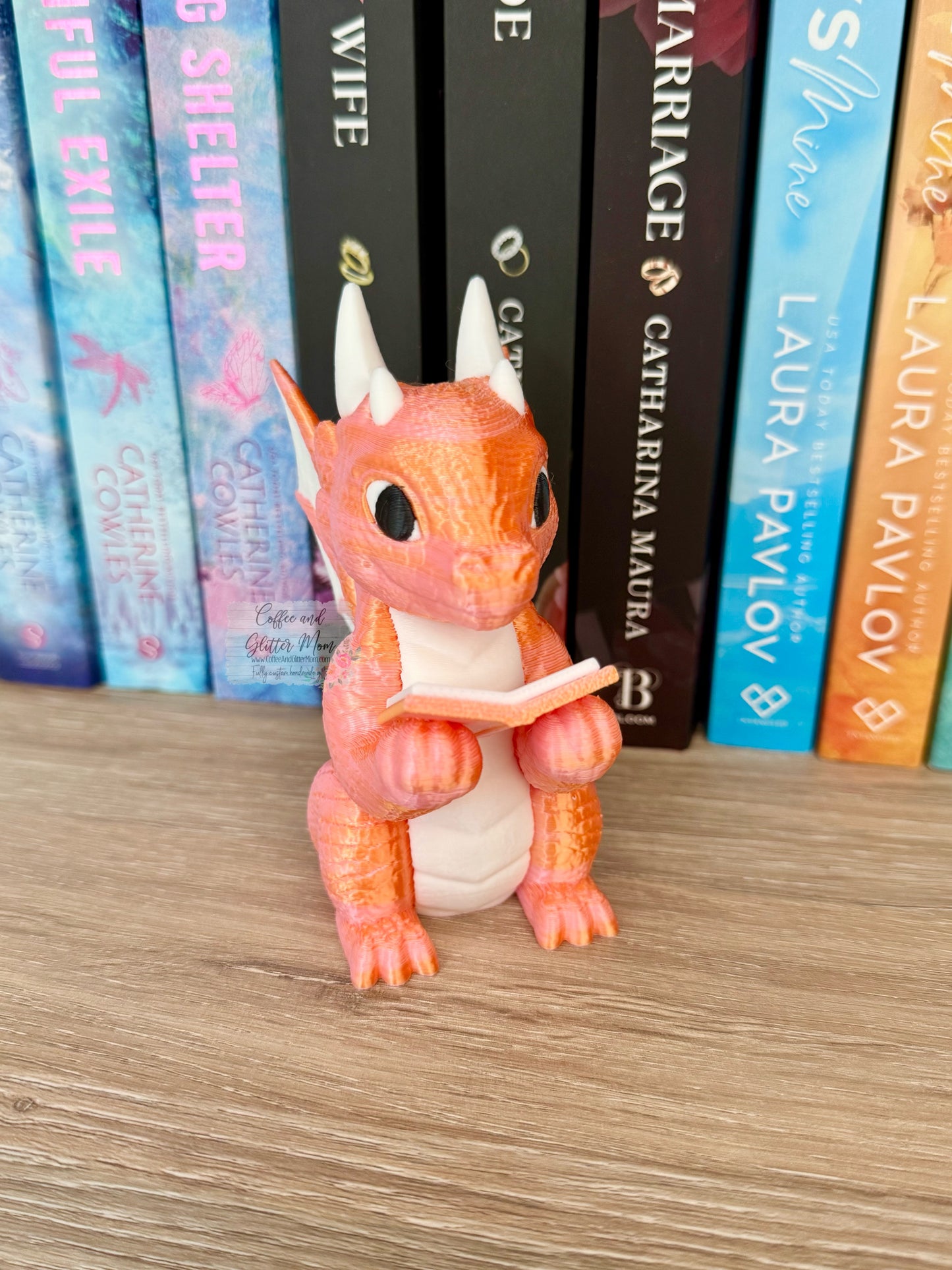 Reading Dragon Bookshelf Decor