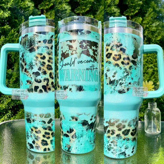 Should've Come With A Warning 40oz Stan Dupe Holographic Travel Tumbler