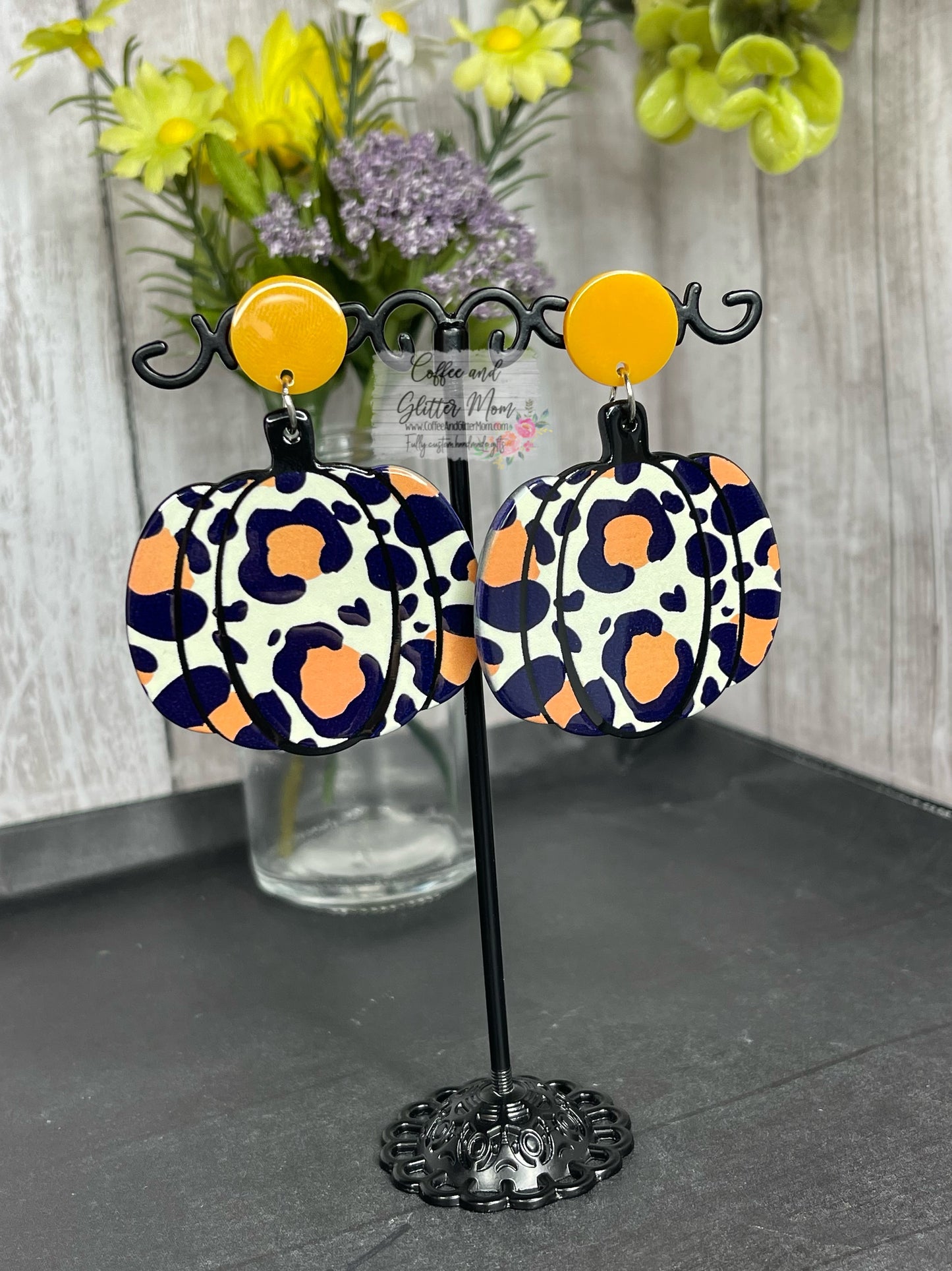 Leopard Pumpkin Acrylic Earrings