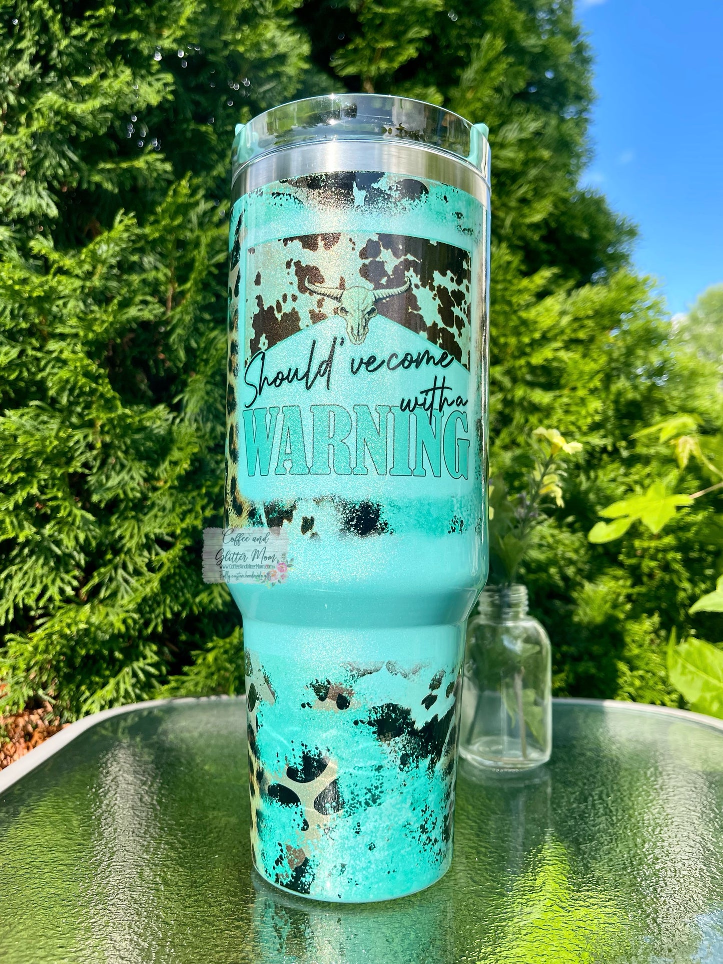 Should've Come With A Warning 40oz Stan Dupe Holographic Travel Tumbler