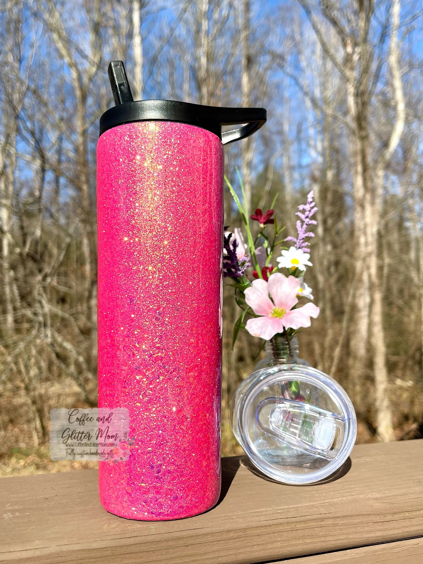 Water Lilly Pink Fine and Chunky 20oz Skinny Duo-Lid Tumbler