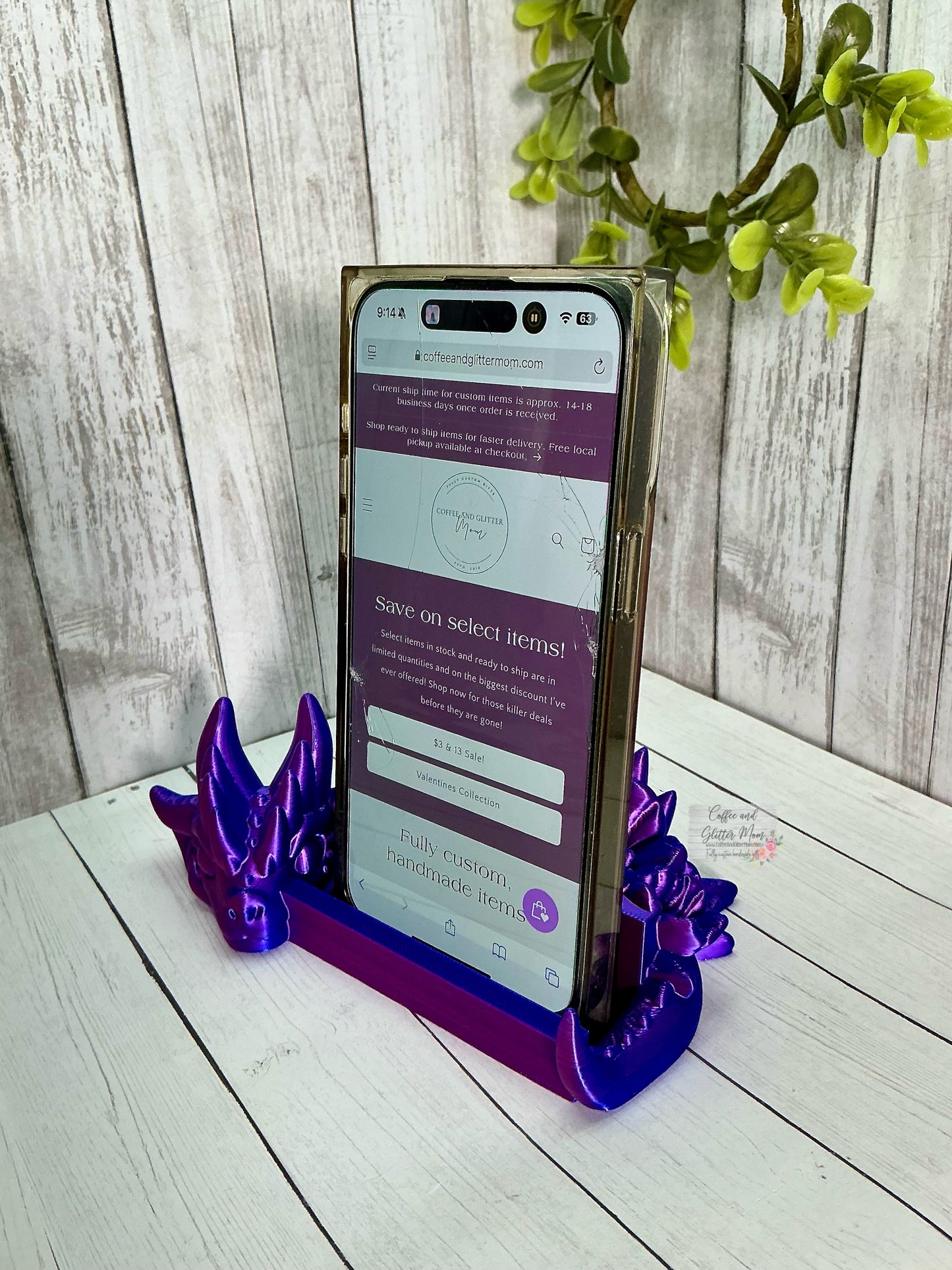 Purple and Blue Silk Dragon Phone/Business Card Holder