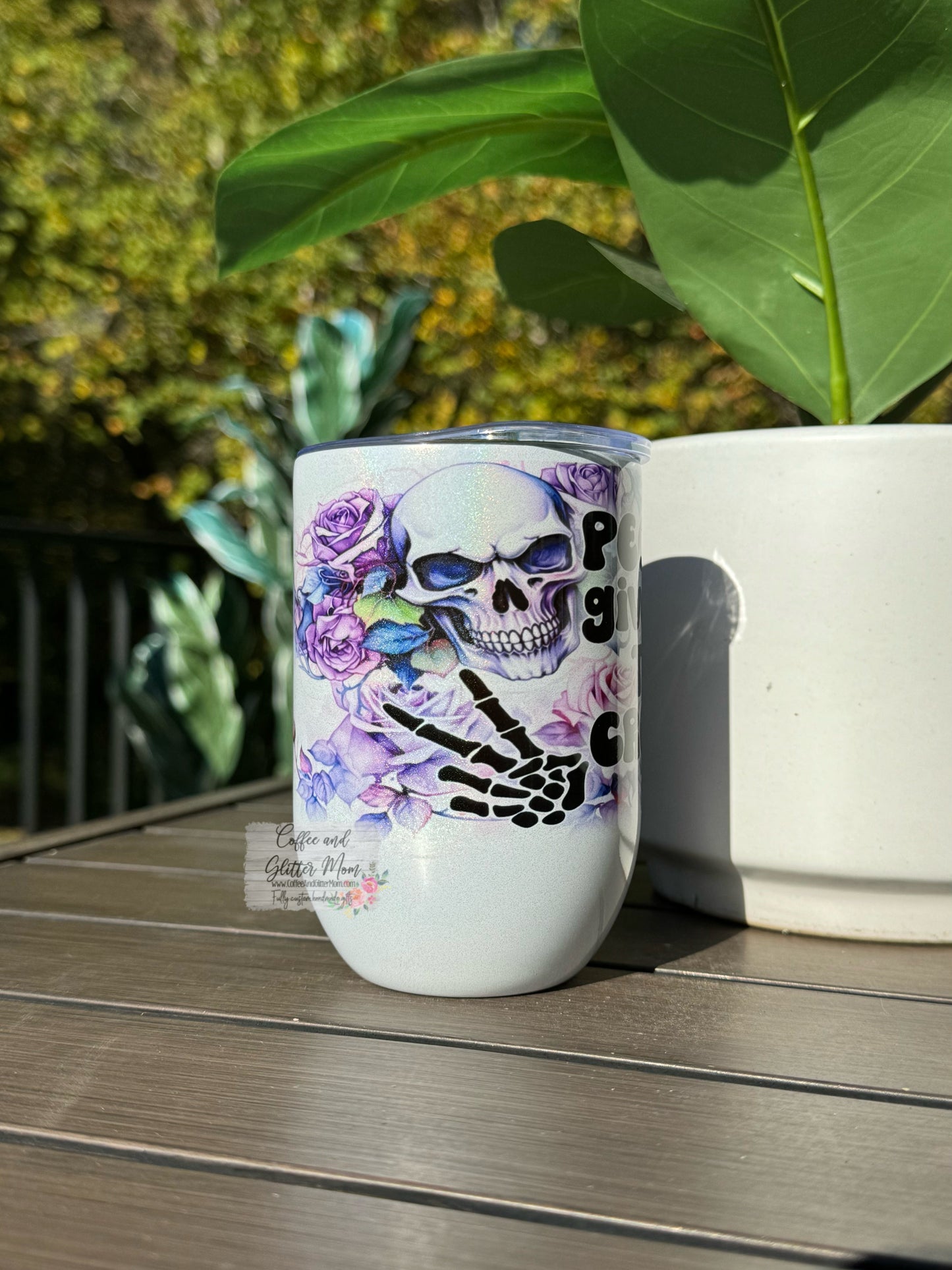 People Give Me The Creeps 12oz Holographic Sparkle Wine Tumbler