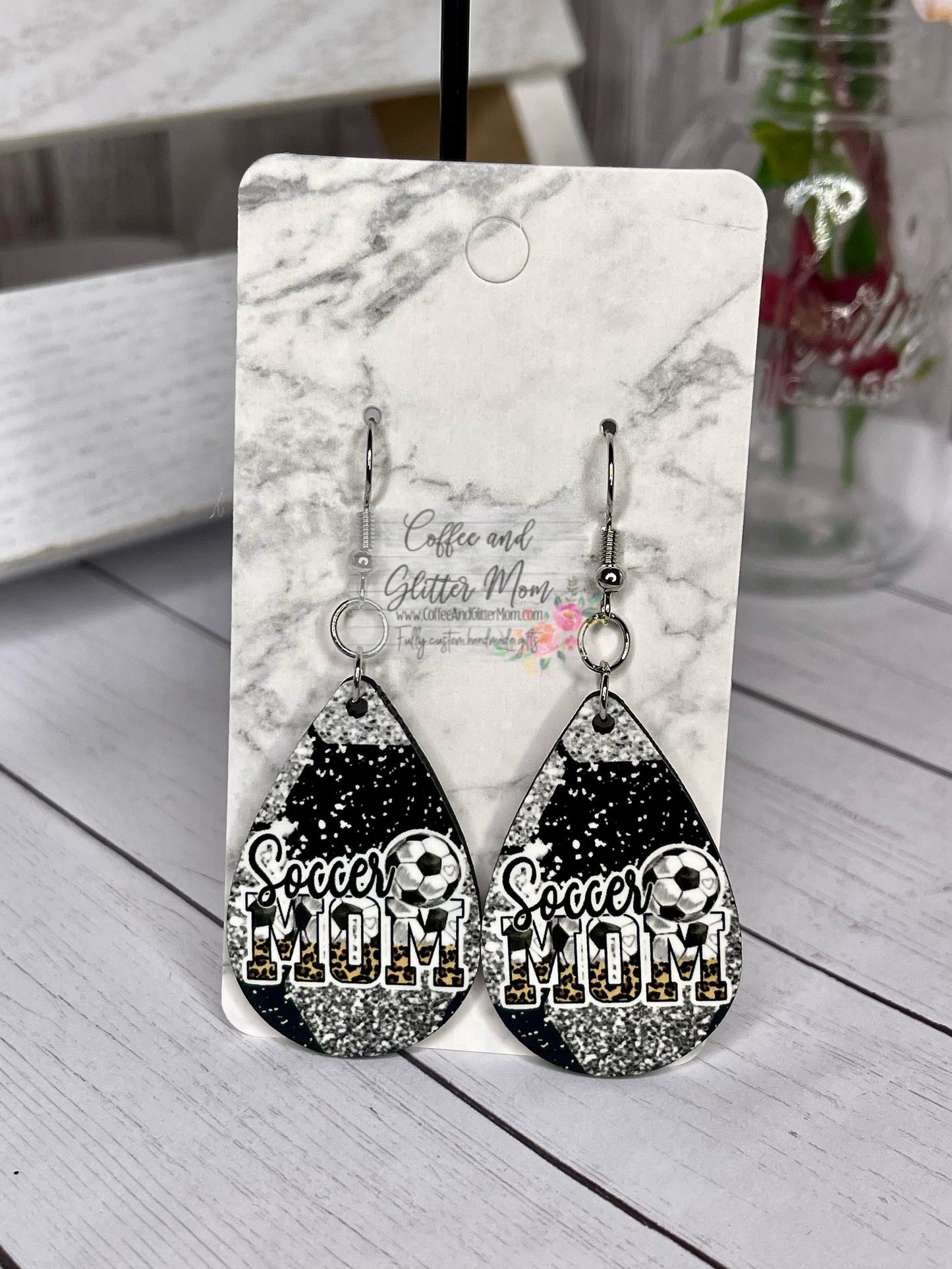 Soccer Ball Soccer Mom Teardrop Earrings