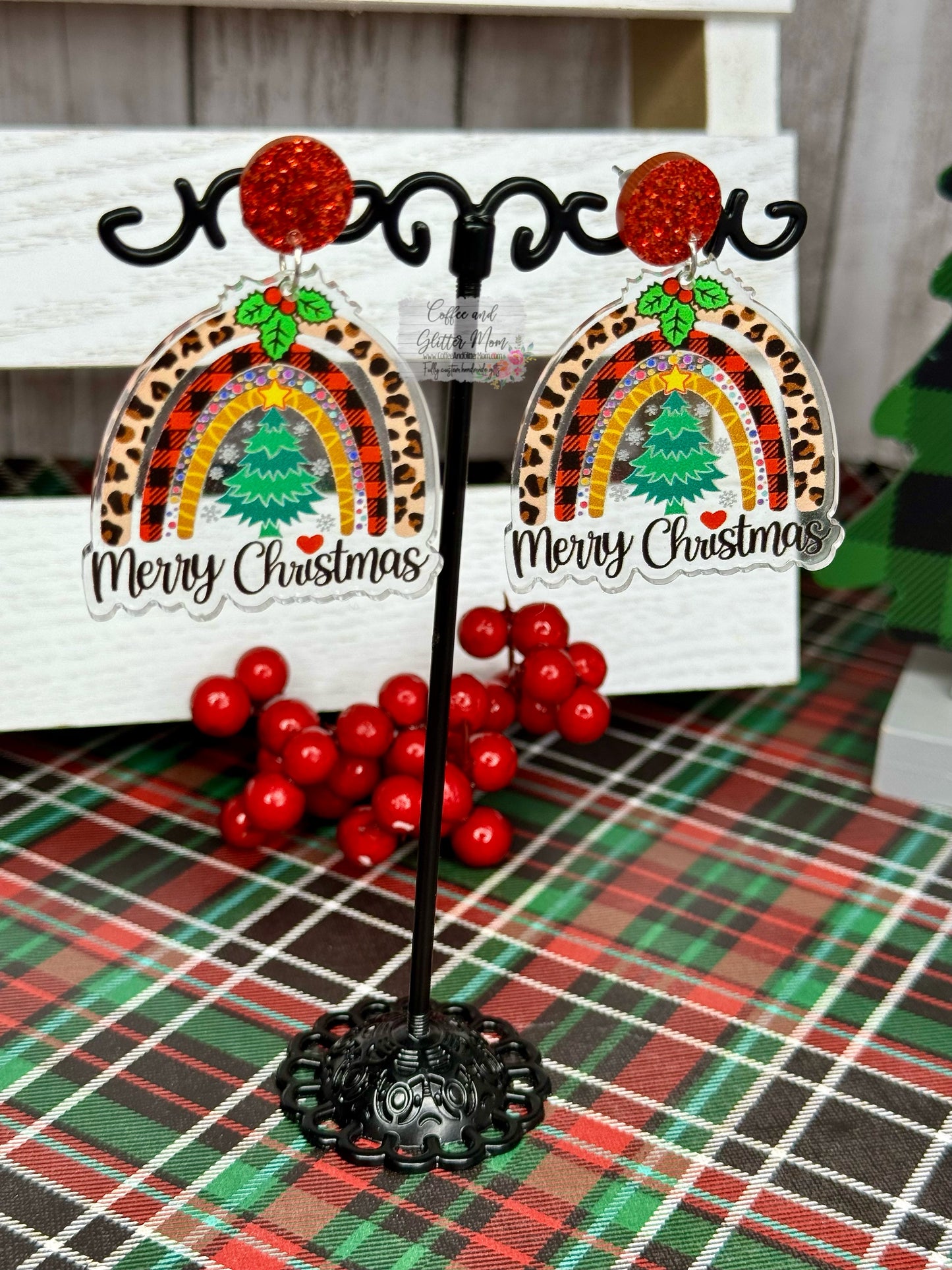 Merry Christmas Rainbow Earrings
