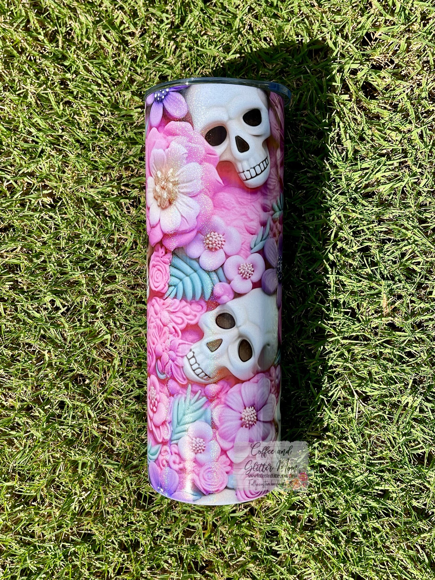 3D Flower Skull 20oz Tumbler