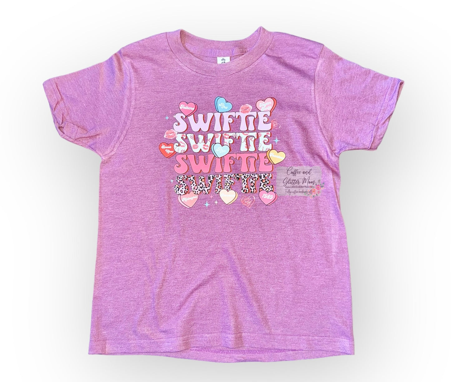 Swiftie Candy Hearts Mauve Youth Medium & Small Tee