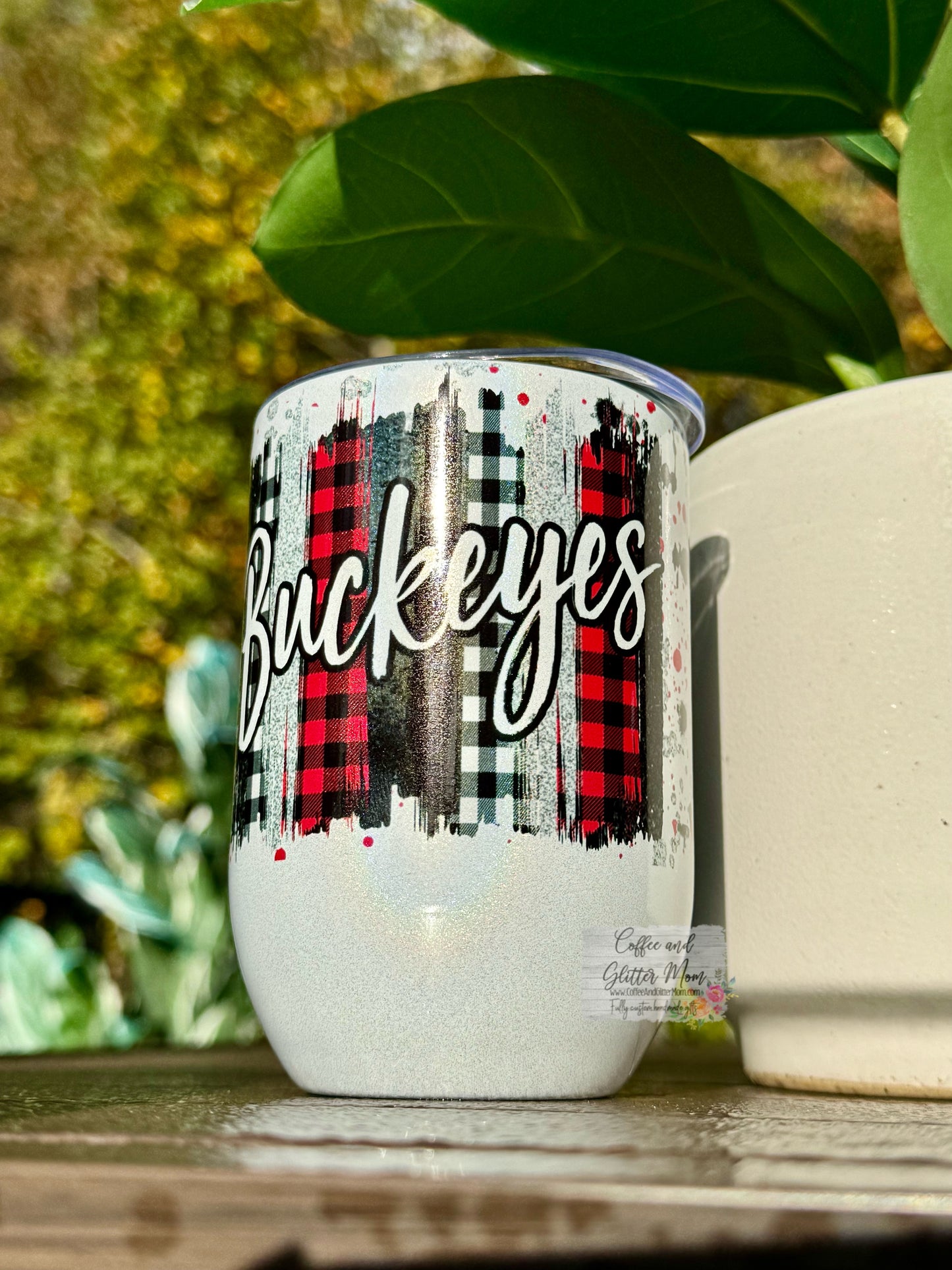Buckeyes Splatter 12oz Holographic Sparkle Wine Tumbler
