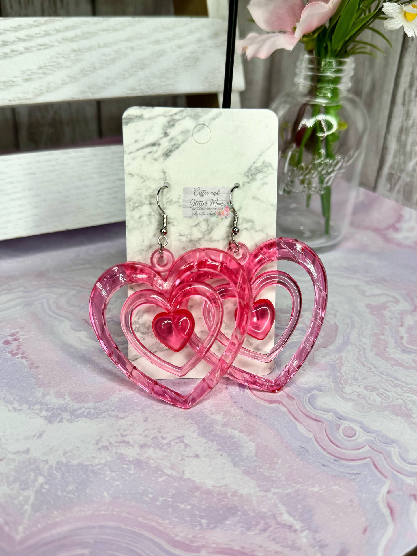 XL Heart Acrylic Earrings