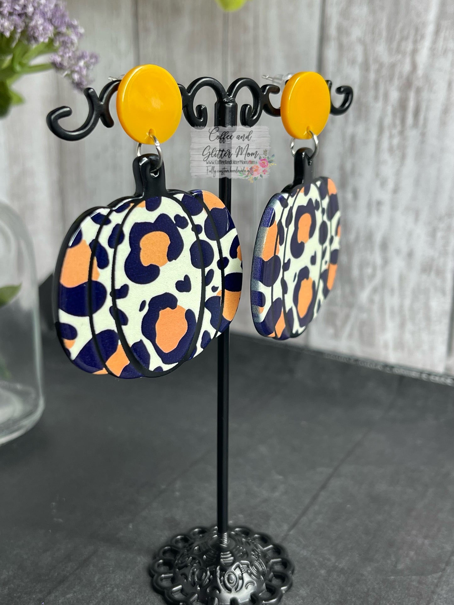 Leopard Pumpkin Acrylic Earrings