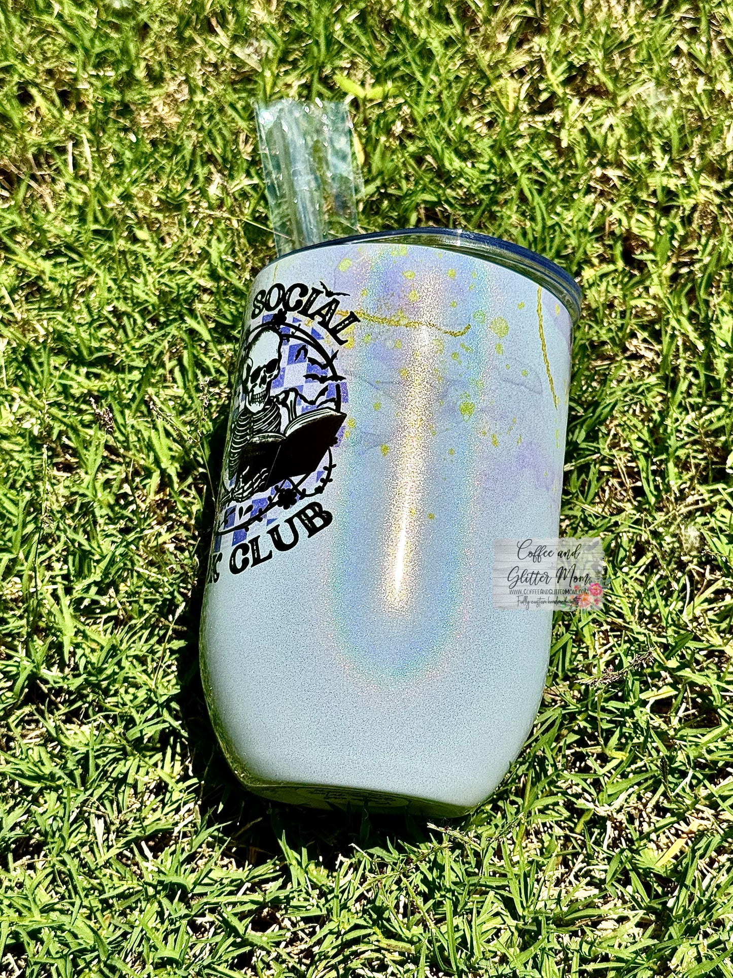 Anti-Social Book Club 12oz Holographic Sparkle Wine Tumbler