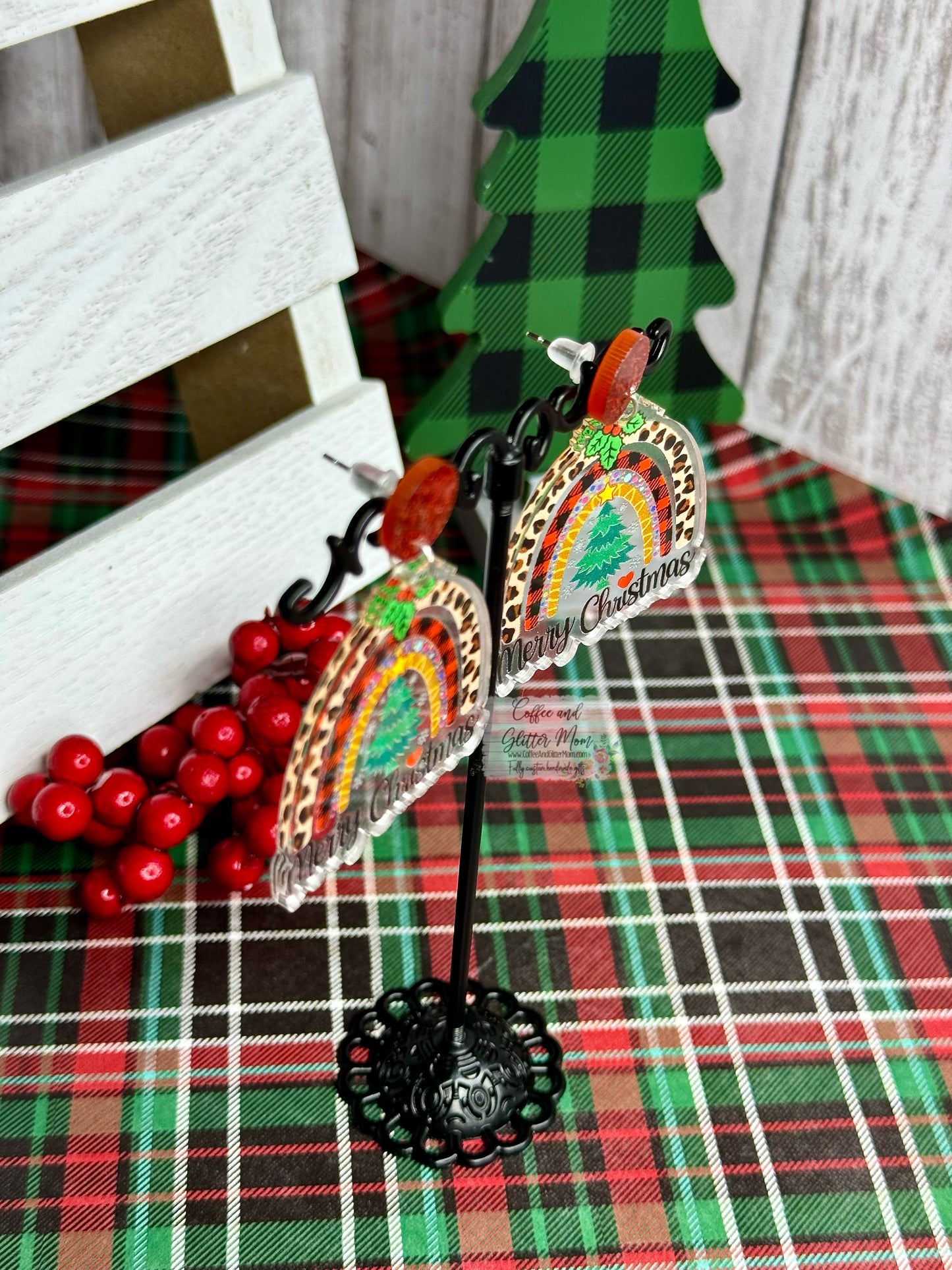 Merry Christmas Rainbow Earrings