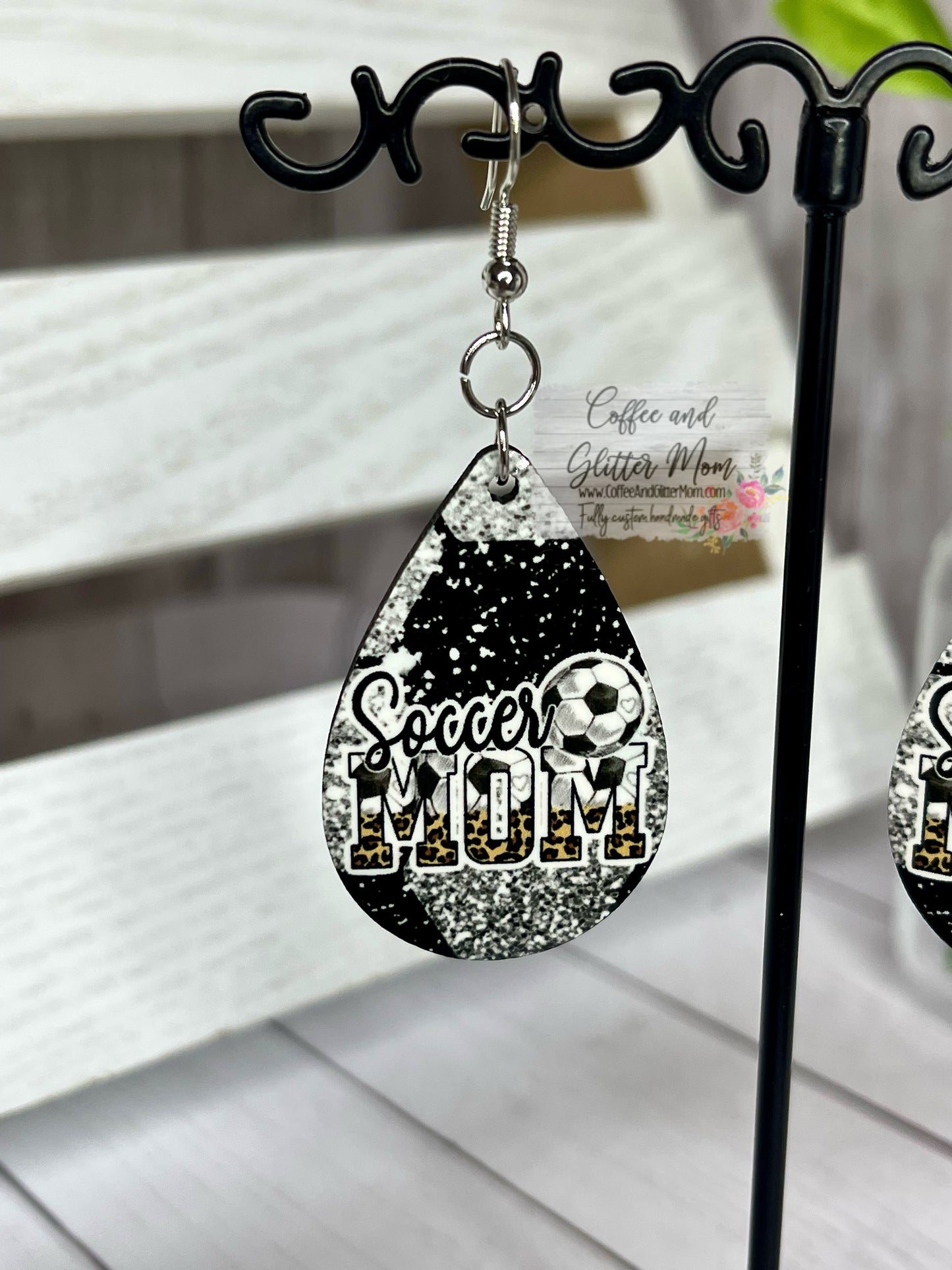 Soccer Ball Soccer Mom Teardrop Earrings