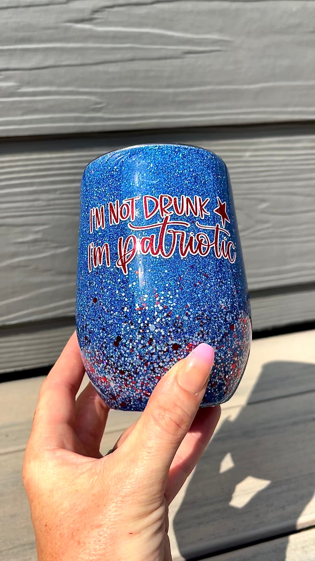 Not Drunk I'm Patriotic 15oz Wine Tumbler with Lid and Straw