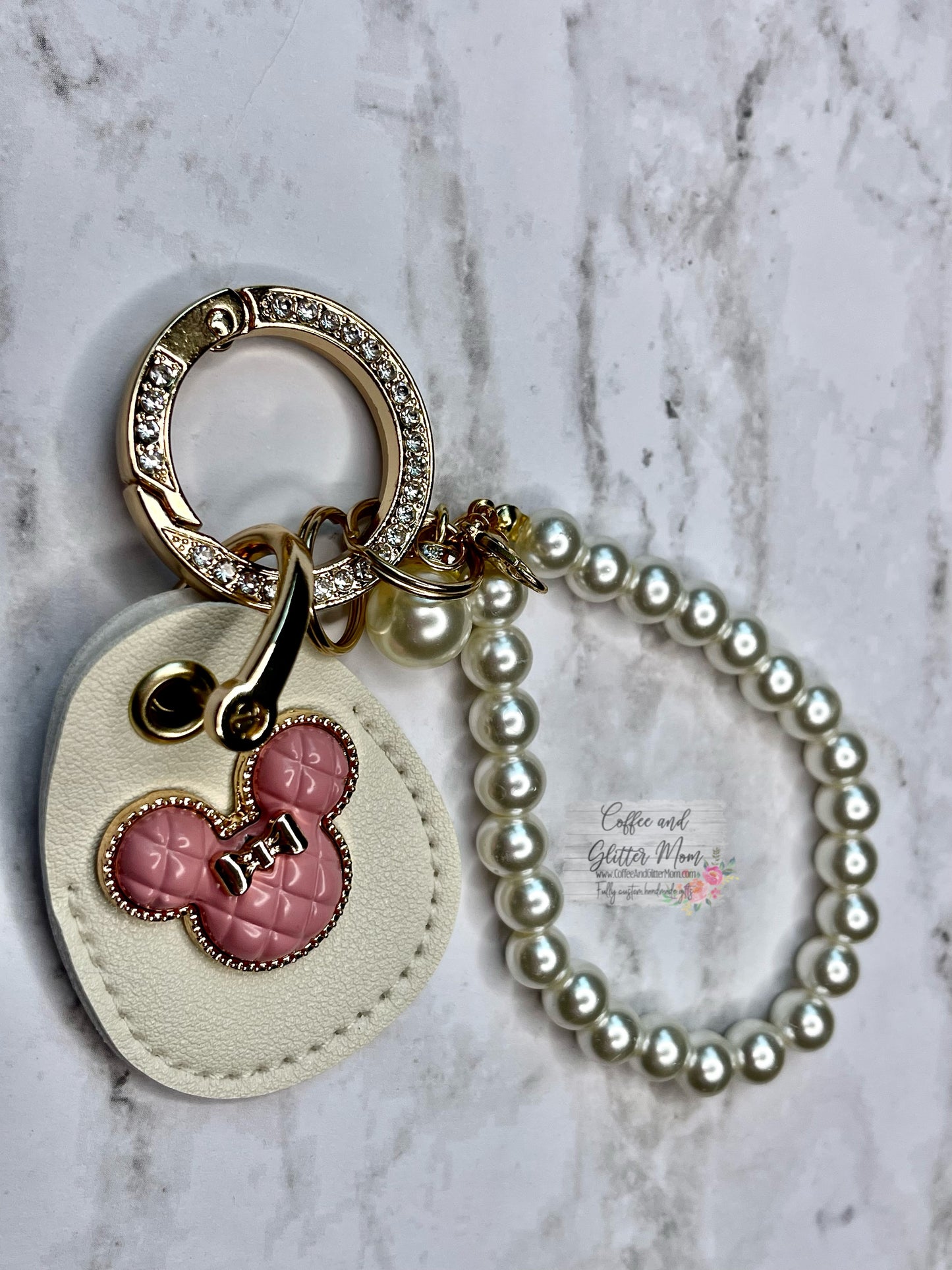Pearl Pink Mouse Keychain