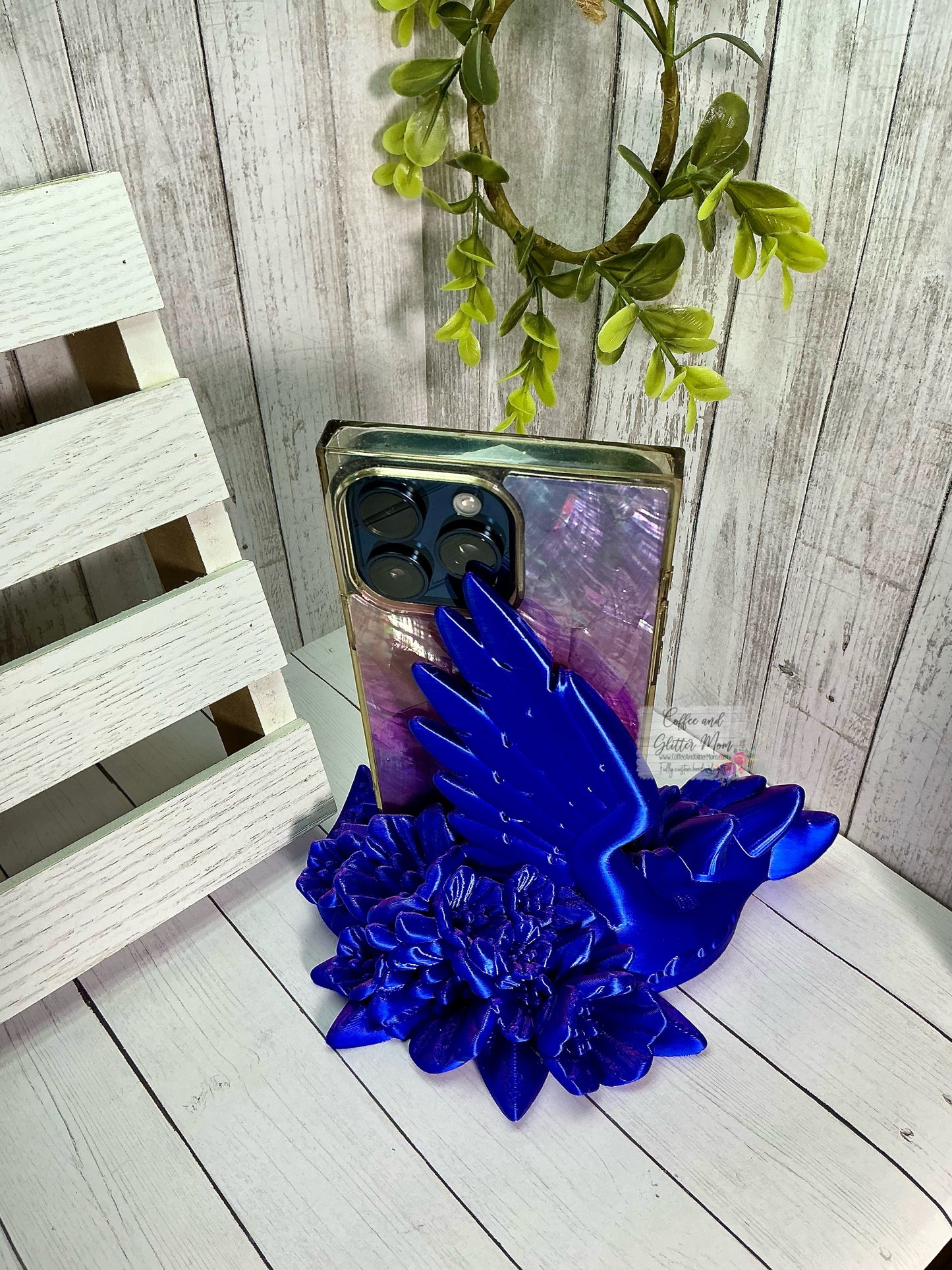 Purple and Blue Silk Dragon Phone/Business Card Holder