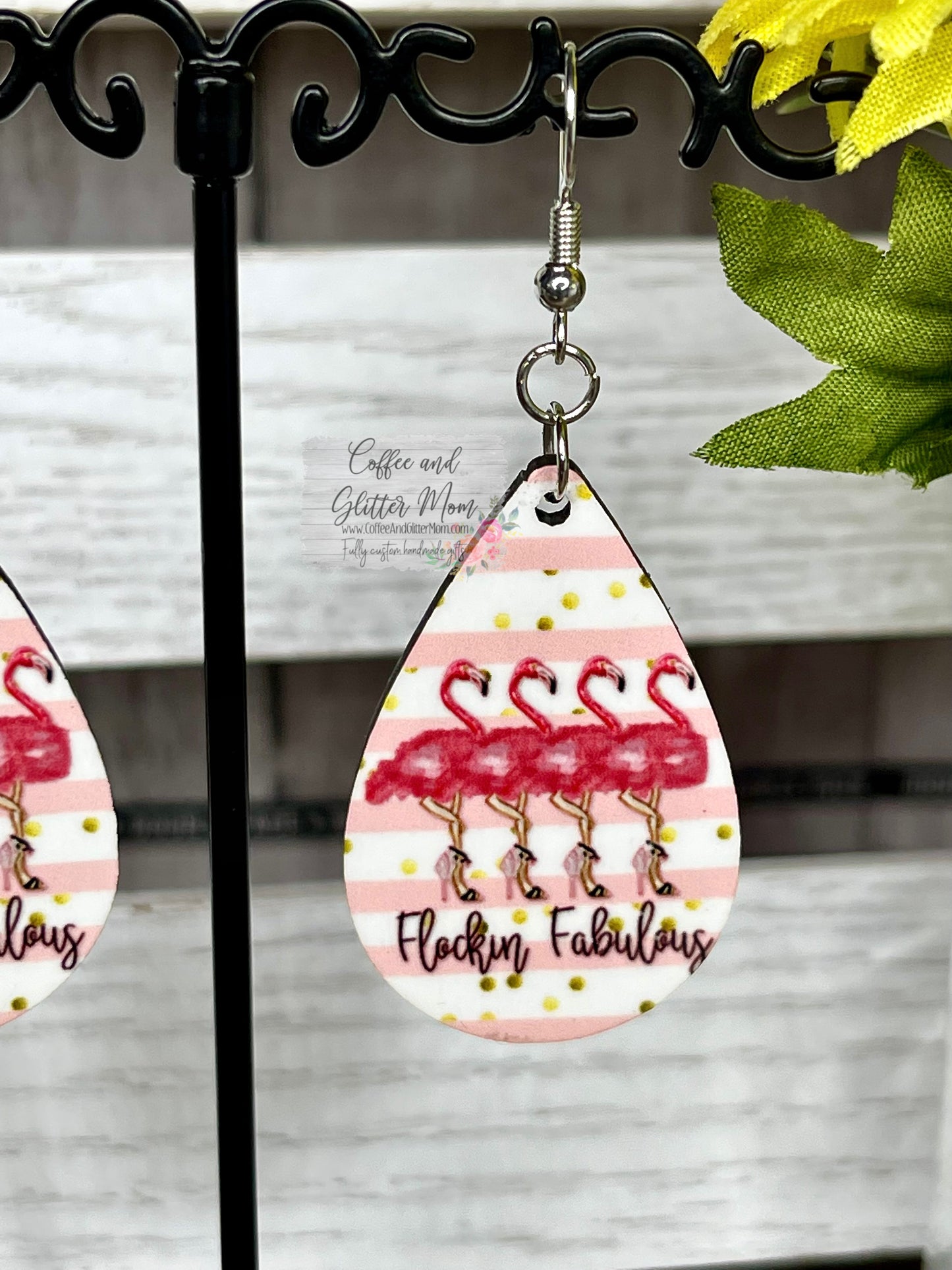 Flocking Fabulous Flamingo Teardrop Earrings RTS