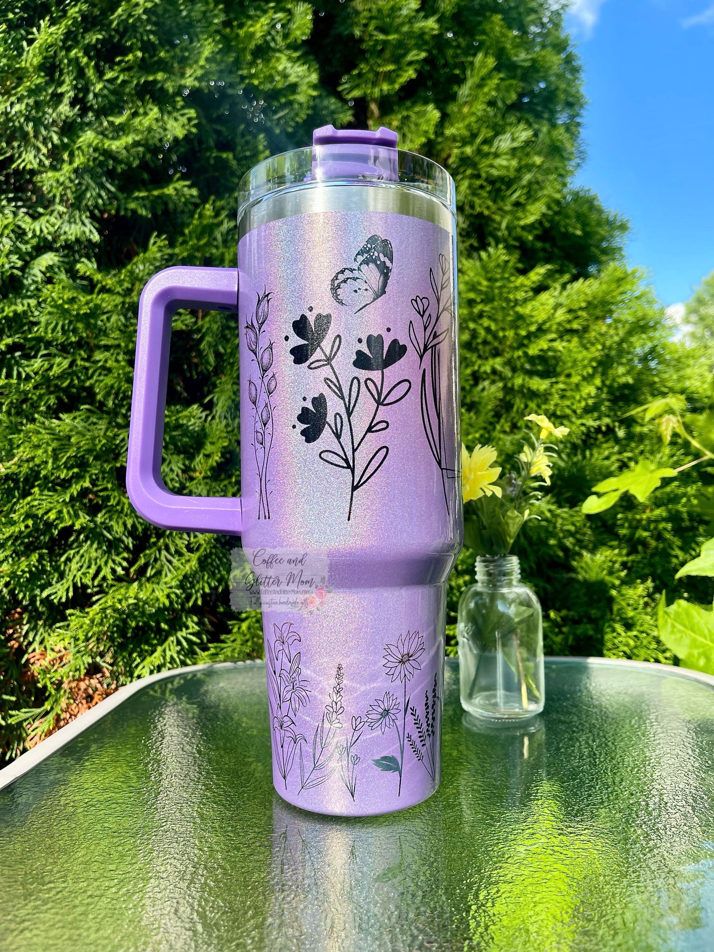 Mama Purple 40oz Stan Dupe Holographic Travel Tumbler