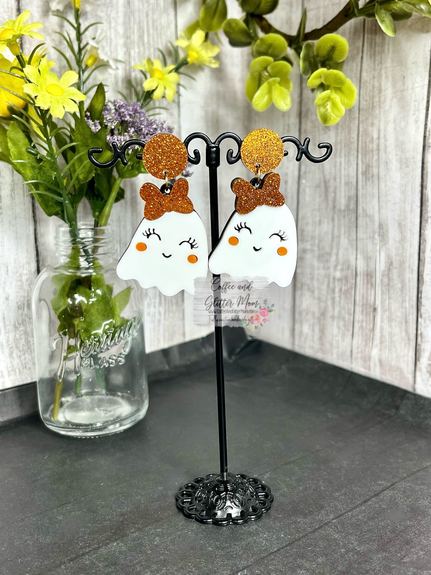 Acrylic Happy Ghost Earrings