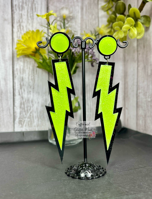 Glitter Green Lightning Earrings