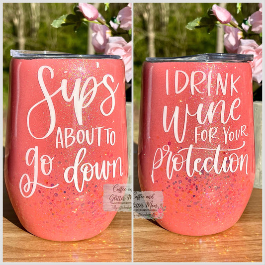 Drink Wine/Sips 15oz Wine Tumbler with Lid and Straw
