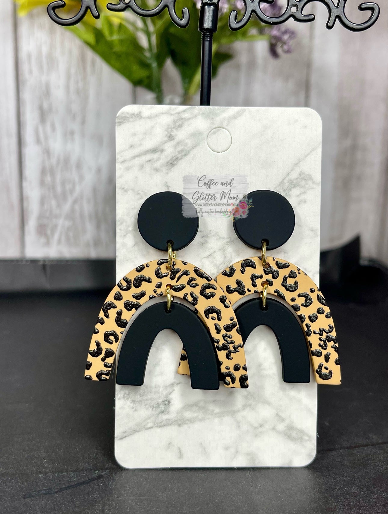 Leopard Print Rainbow Clay Earrings