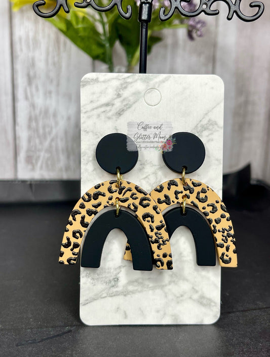 Leopard Print Rainbow Clay Earrings