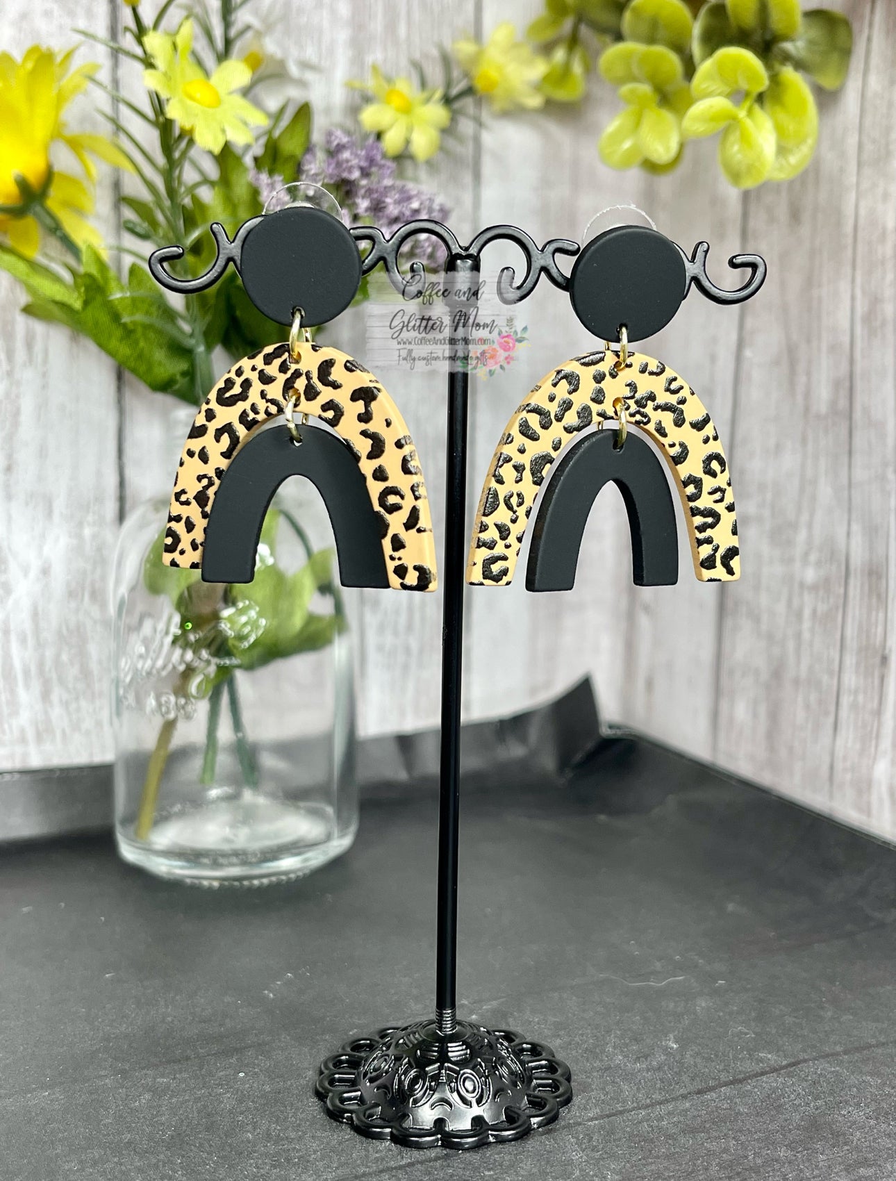 Leopard Print Rainbow Clay Earrings