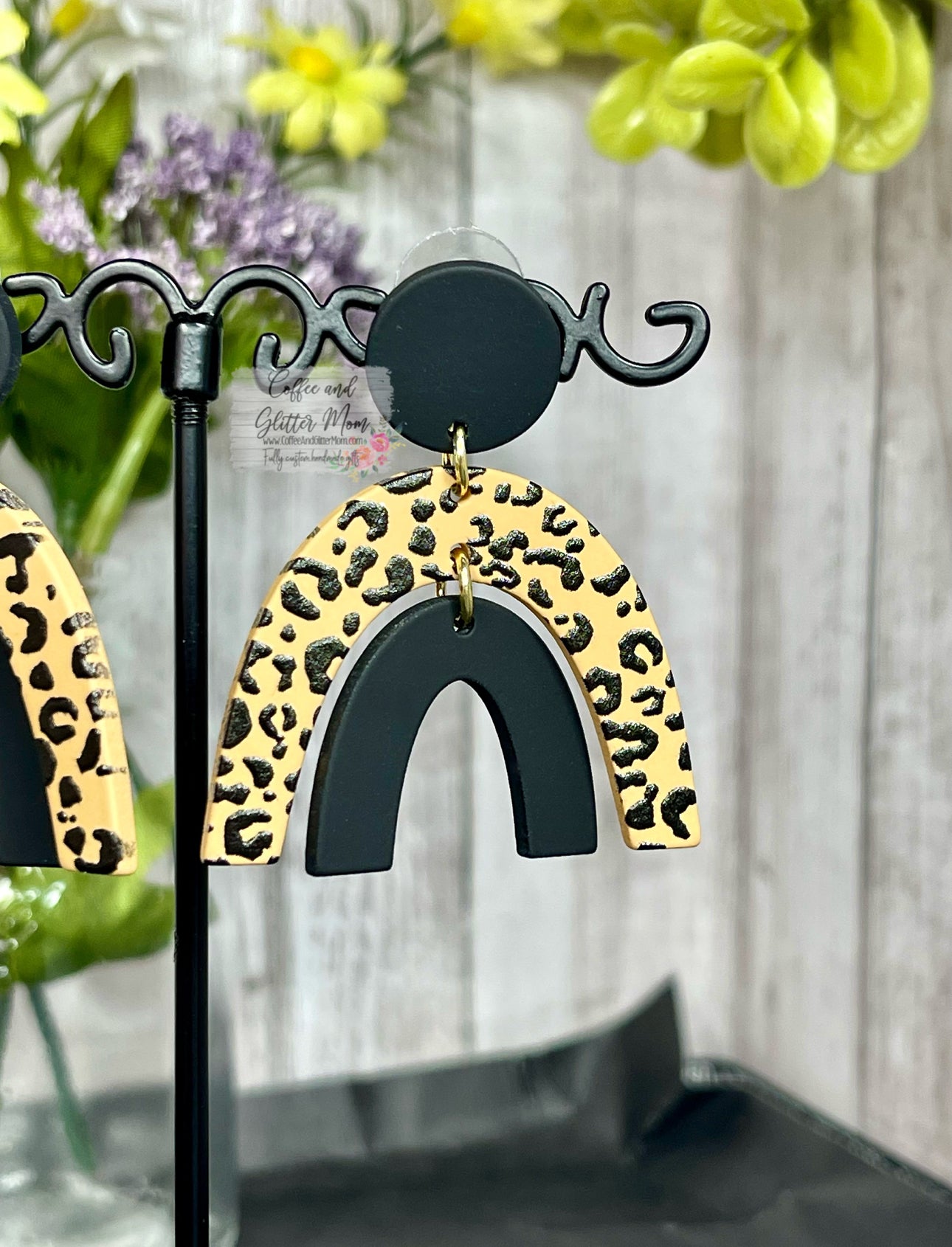 Leopard Print Rainbow Clay Earrings