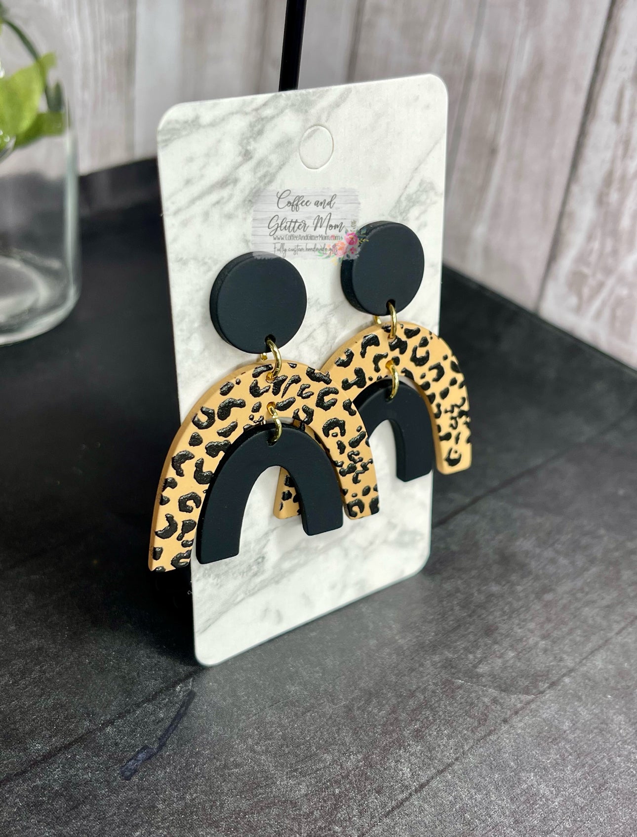 Leopard Print Rainbow Clay Earrings