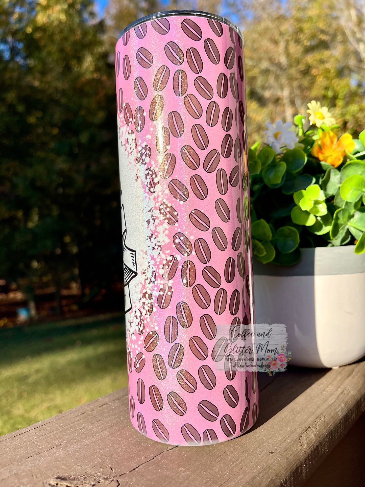 Drink Wine And Coffee 20oz Holographic White Skinny Tumbler