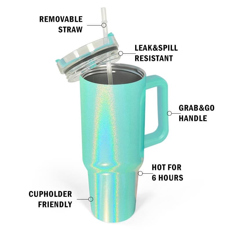 Last Night 40oz Stan Dupe Holographic Travel Tumbler