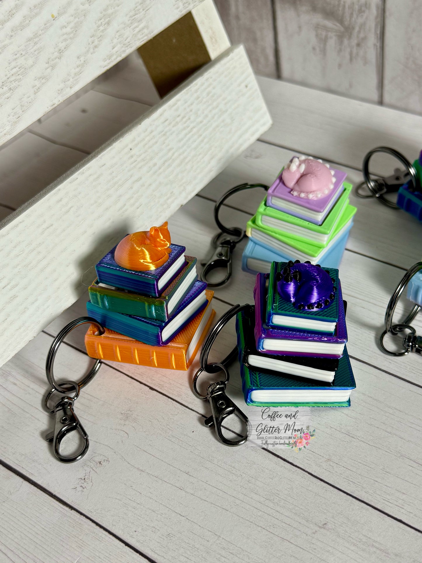 Book Stack Fidget Clicker Keychains