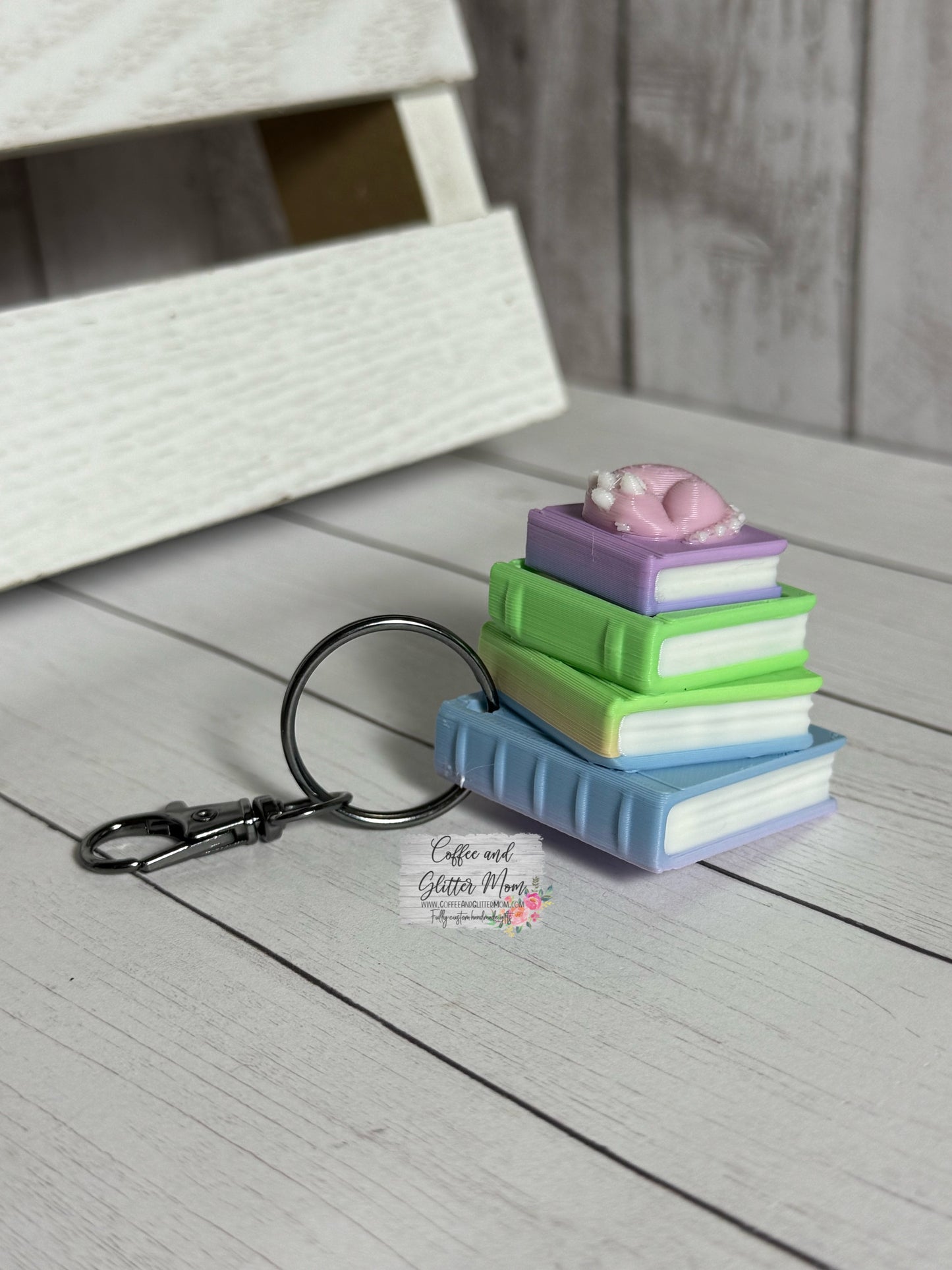 Book Stack Fidget Clicker Keychains